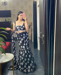 Black Pure Geroegette Printed Suit set