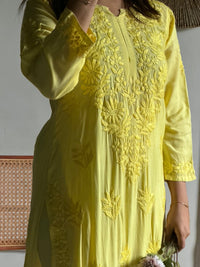 Heavy daman soft modal work kurta with Plazzo
