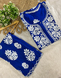 Side Border Cut work Rayon 2pc Set plus size