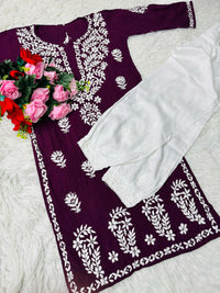 Heavy Daman chikankari work Long Kurta