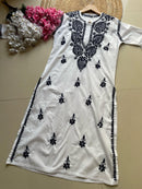 Color Thread White Chikankari Kurta