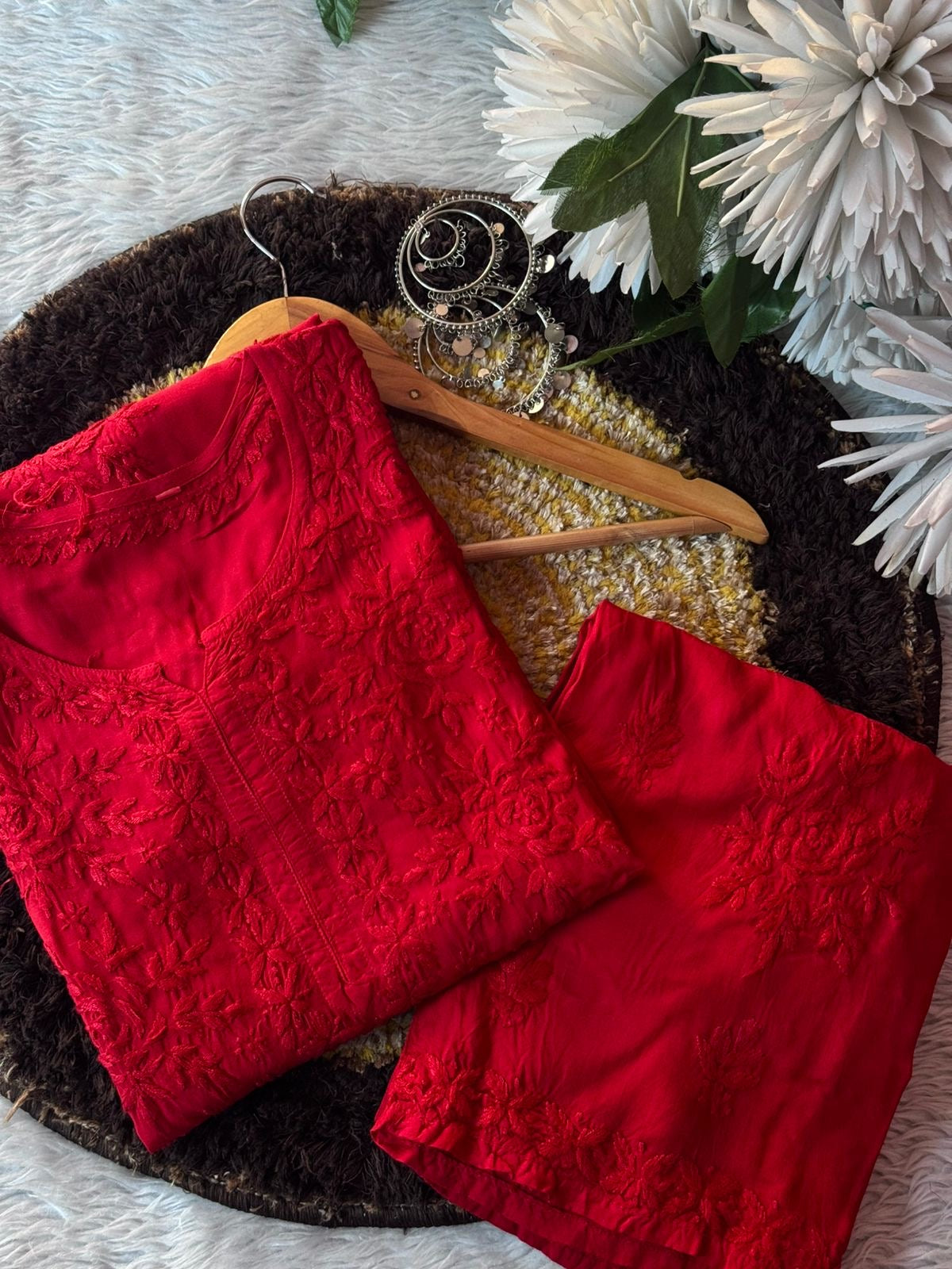 Zoya Maslin Rose 3pc Set tone embroidered