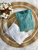 Part wear Chikankari viscose Self Kurta With Inner