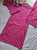 Modal Cotton Satin Embroidered 3pc Set
