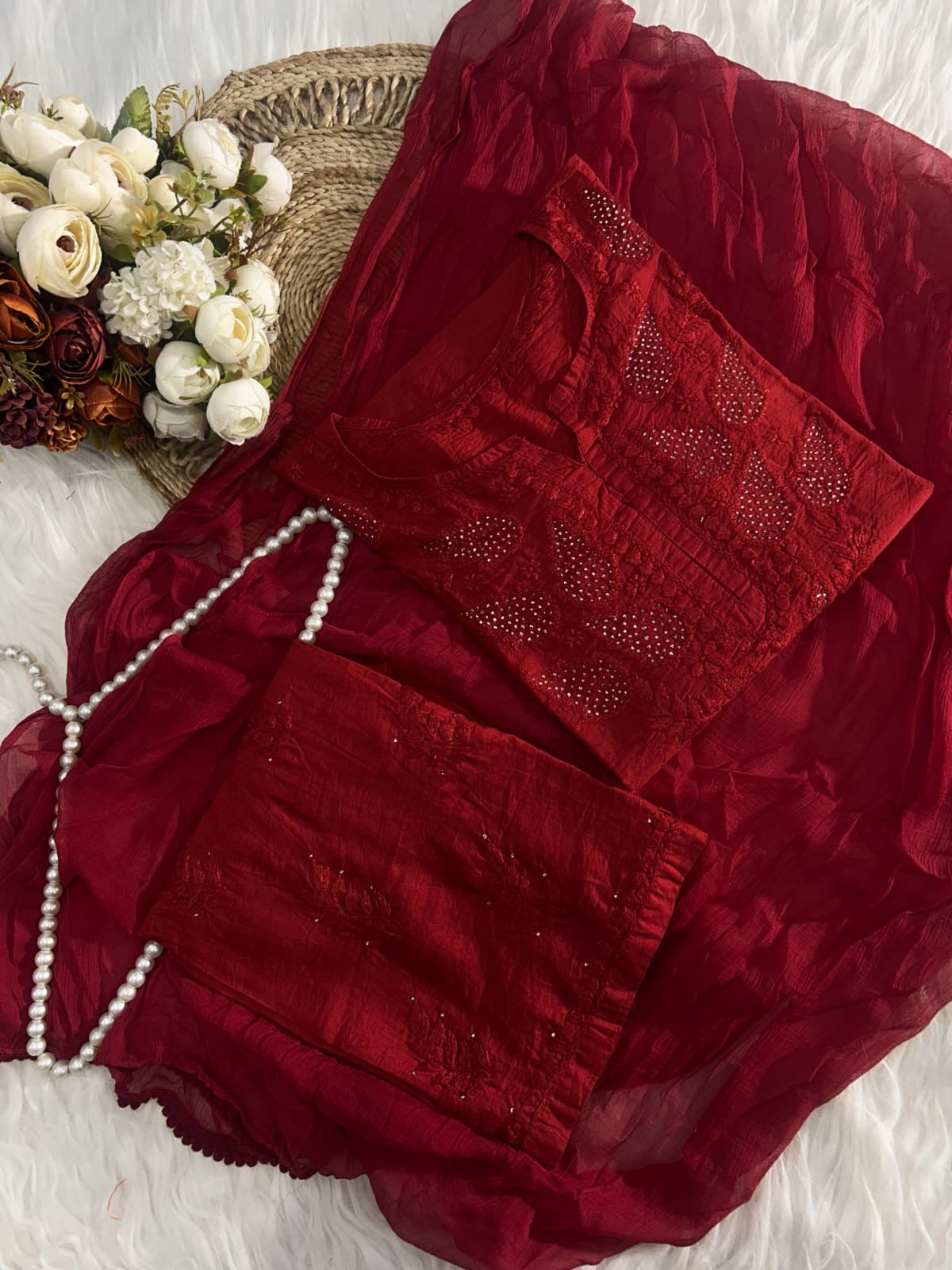 Chanderi Muqaish 3pc Co-ord Set