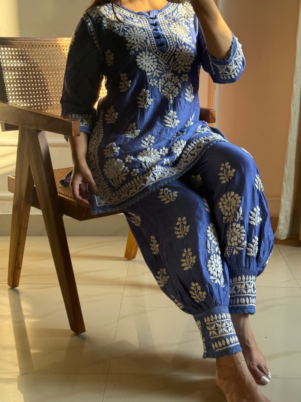 Premium Butter soft Chanderi Short Afghani co-ord set