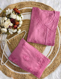Chanderi Angrakha Style With Lace Pattern
