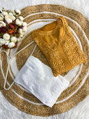 Part wear Chikankari viscose Self Kurta With Inner