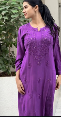 Zoya Handcrafted Rayon Muqaish Dyed Chikankari Kurtis