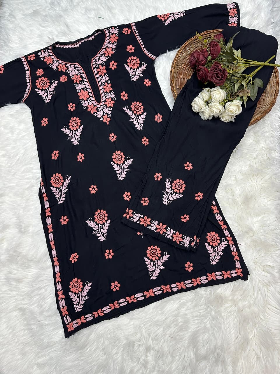 Black Rayon threaded Co-ord set