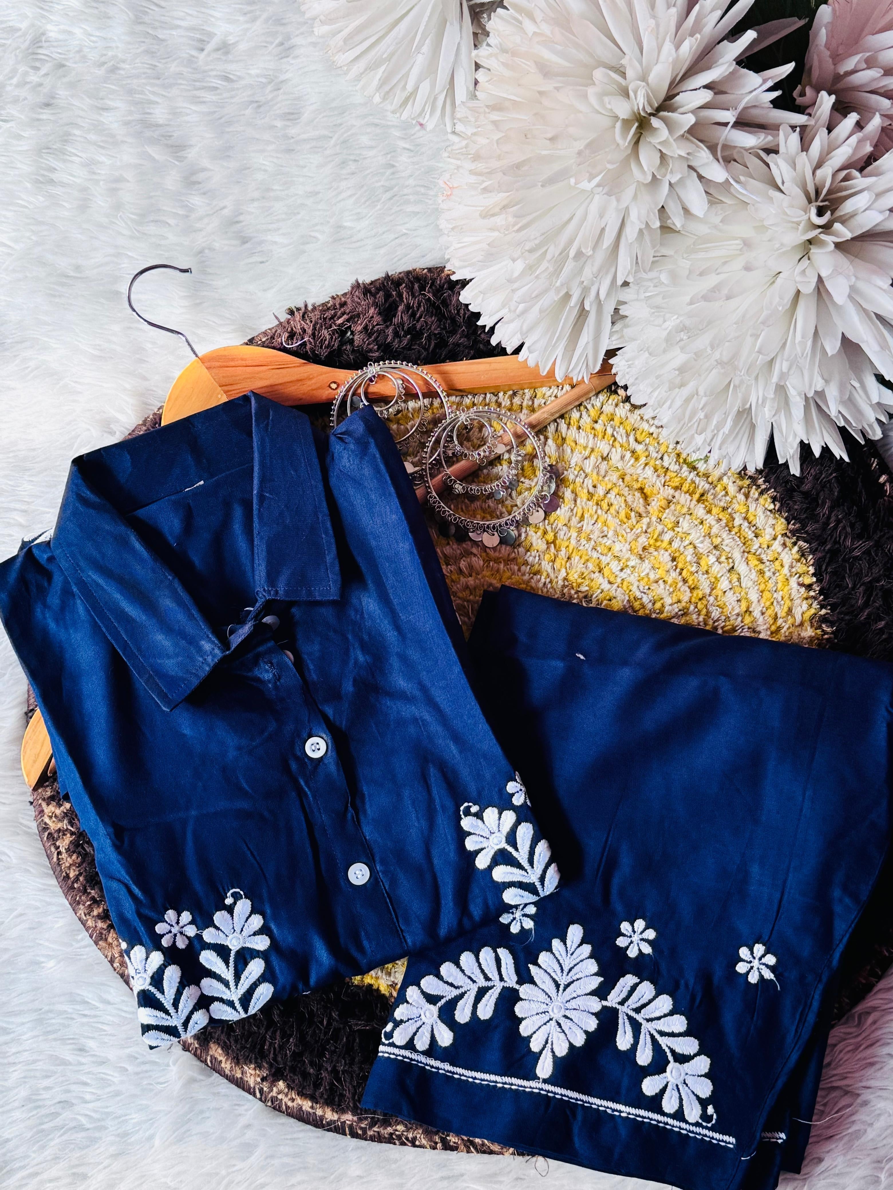 Zara White embroidery chikankari Co-ord Set