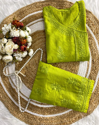 Soft Chanderi Wedding chikankari Set