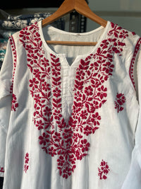 Color Thread White Chikankari Kurta