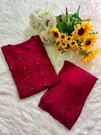 Chanderi 2pc Soft Muqaish work Set