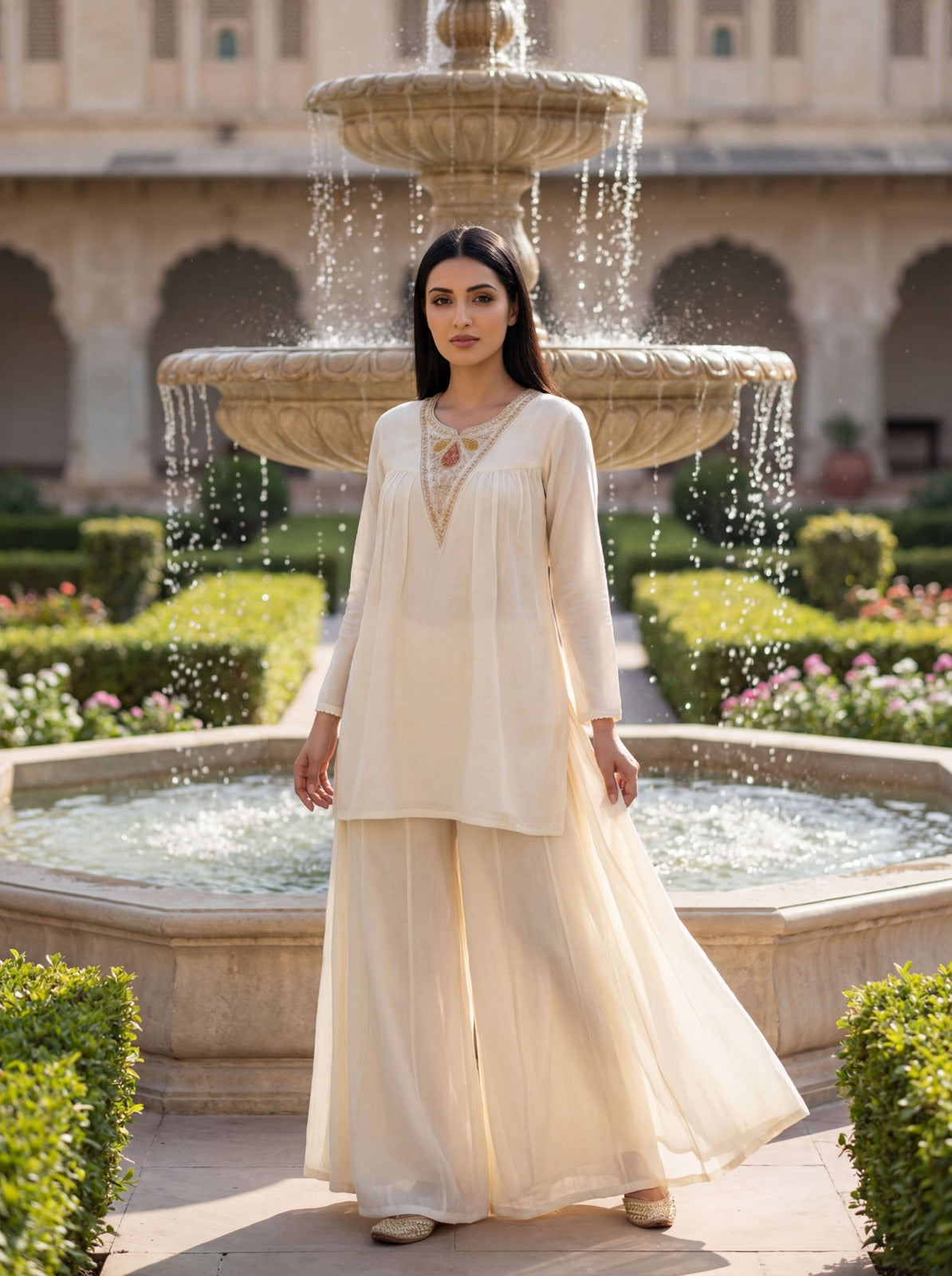 Royal Off White 2pc Designer Set - Chikankari official
