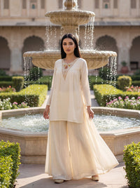 Royal Off White 2pc Designer Set - Chikankari official