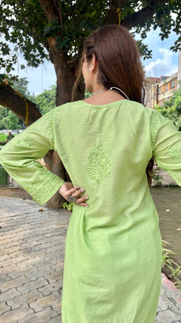 Chanderi Silk pastel Chikan combo