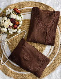 Chanderi Angrakha Style With Lace Pattern
