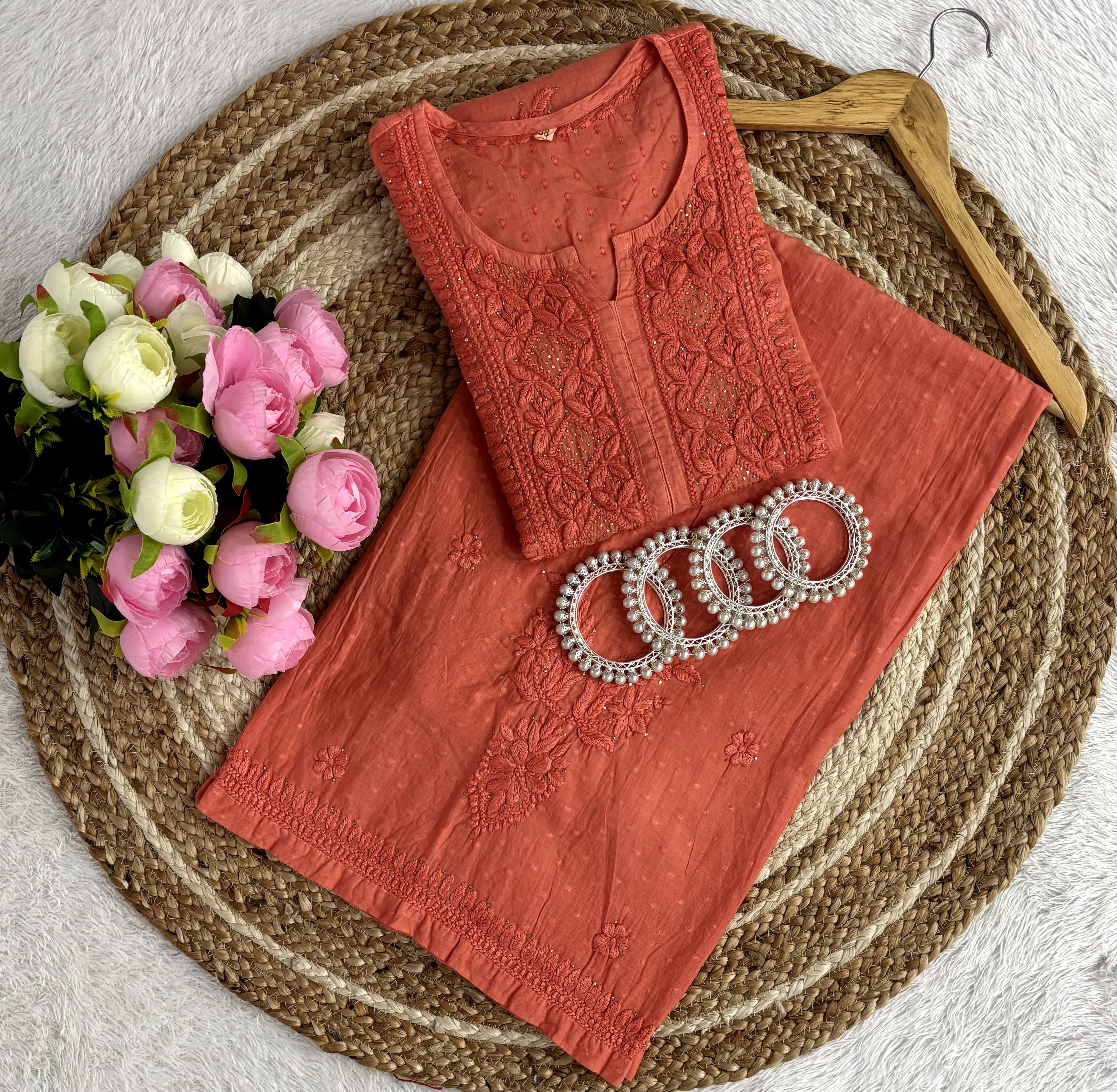 3D anchor Square Gala Muqaish thread Hand work 2pc Set