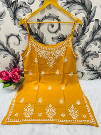 Noodle starp short Chikankari Kurti