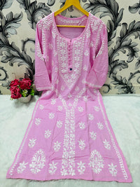 Designer Lanel with flower rayon Kurta