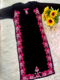 Rose and Leaves Flowers Chikankari