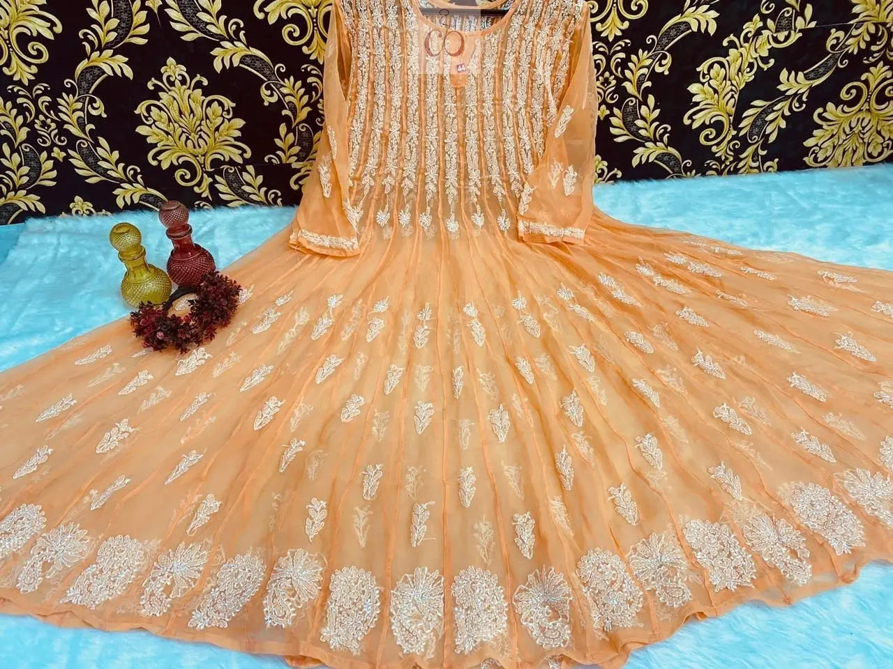 56 Kali Anarkali With Sharara - Chikankari Official