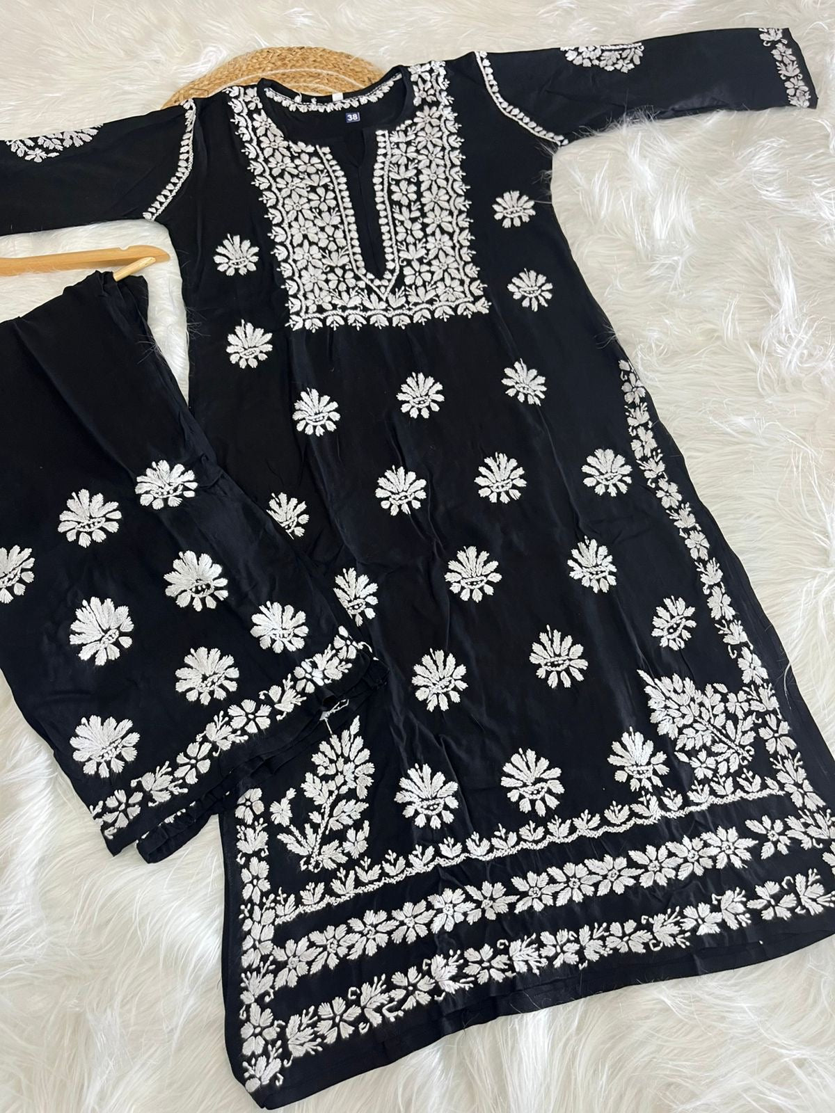 Heavy Rayon Chikankari Kurta Plazzo Set