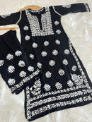 Heavy Rayon Chikankari Kurta Plazzo Set