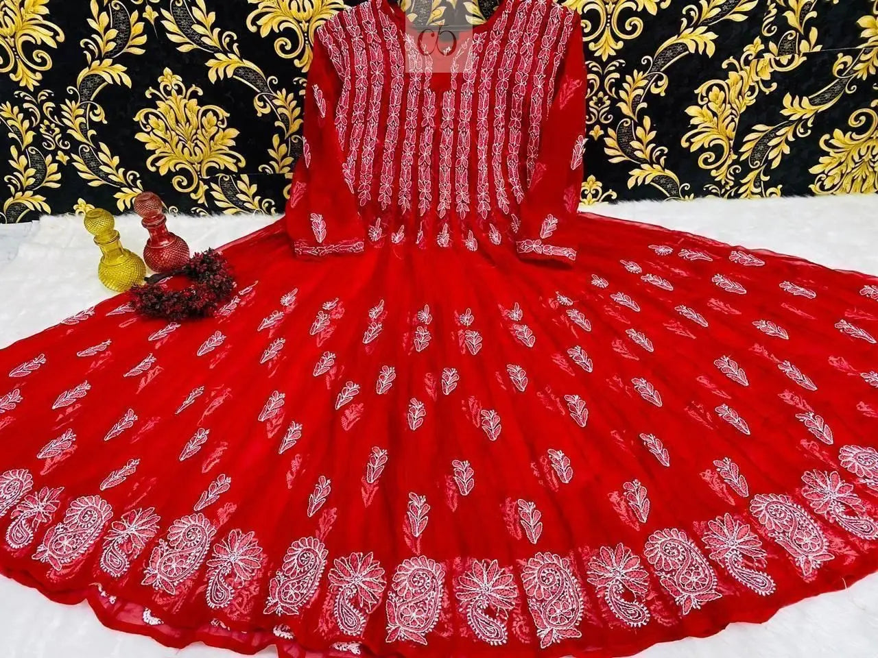 56 Kali Anarkali With Sharara - Chikankari Official