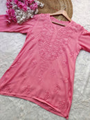 Rayon Chikankari short top for Office college wear