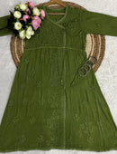 Ghas Patti Hand Work Reyon Dot Fabric Dori Lace Angrakha