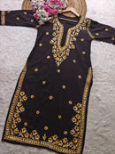 Dual thread black chikankari kurti with front and back work*