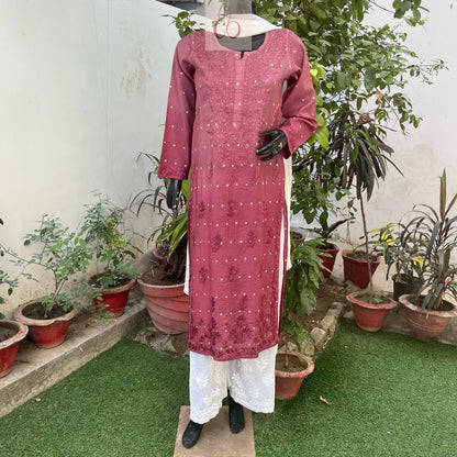 Chanderi Ombre Straight Kurta - Chikankari Official