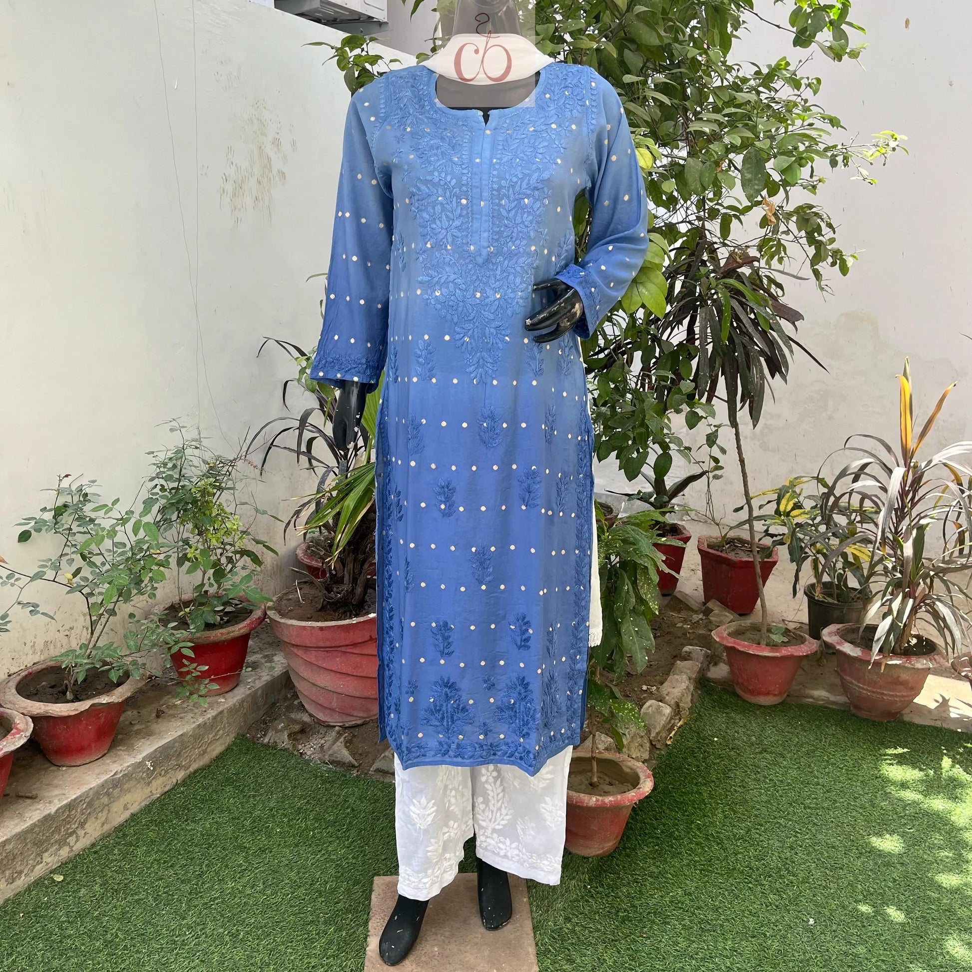 Chanderi Ombre Straight Kurta - Chikankari Official