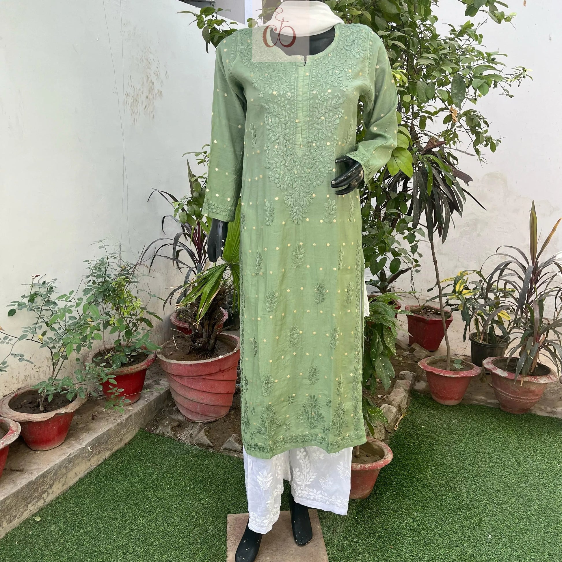 Chanderi Ombre Straight Kurta - Chikankari Official