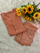 Dobby Cotton White embroidered chikankari Set