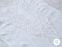 Zoya White Long rayon Muqaish Work kurta & Plazzo 2pc