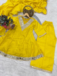 Designer Simmer Silk 3pc Suit Set - Chikankari official