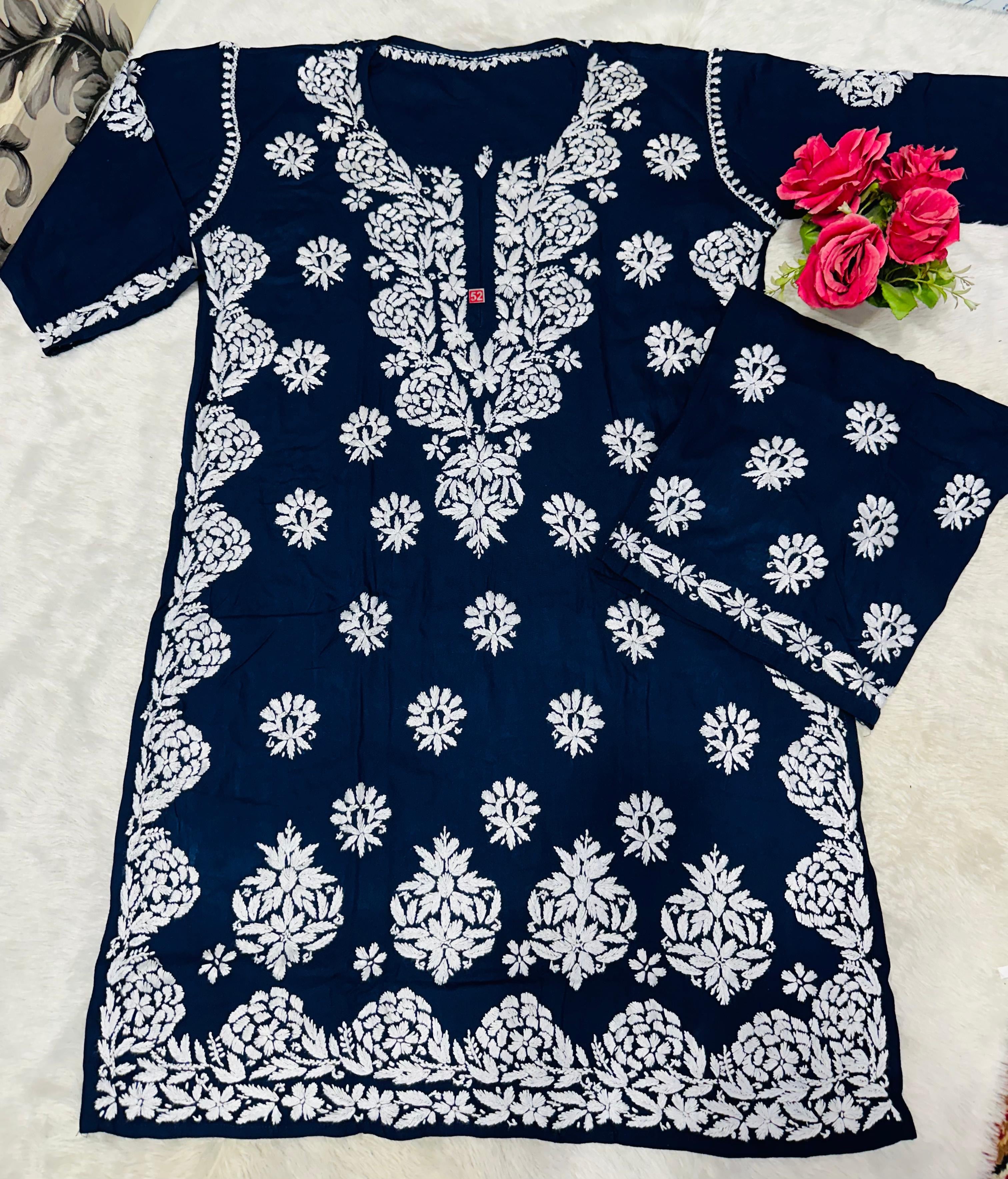 Big size Rayon White thread comfy Set