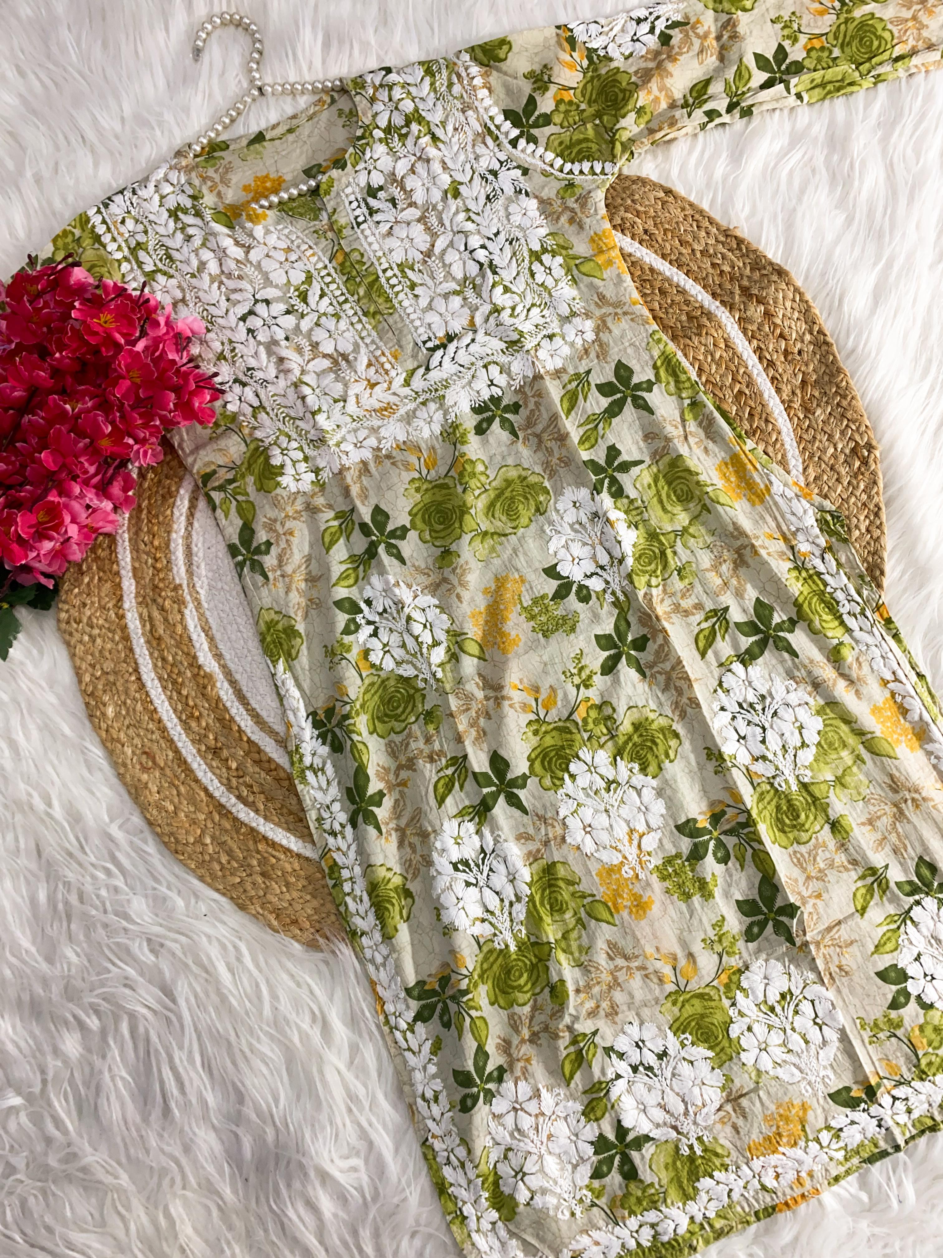 Soft Mul Mul Floral Print Gown