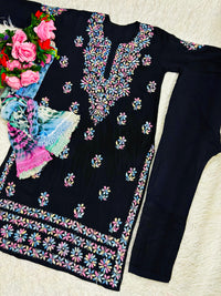 Pure Modal Lucknowi work 3pc set