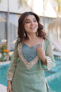 Queen pastle Comform Ethnic set with Purse