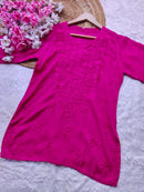 Rayon Chikankari short top for Office college wear