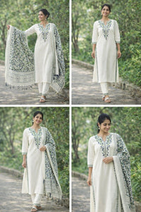 Khadi Cotton embroidered 3pc Set