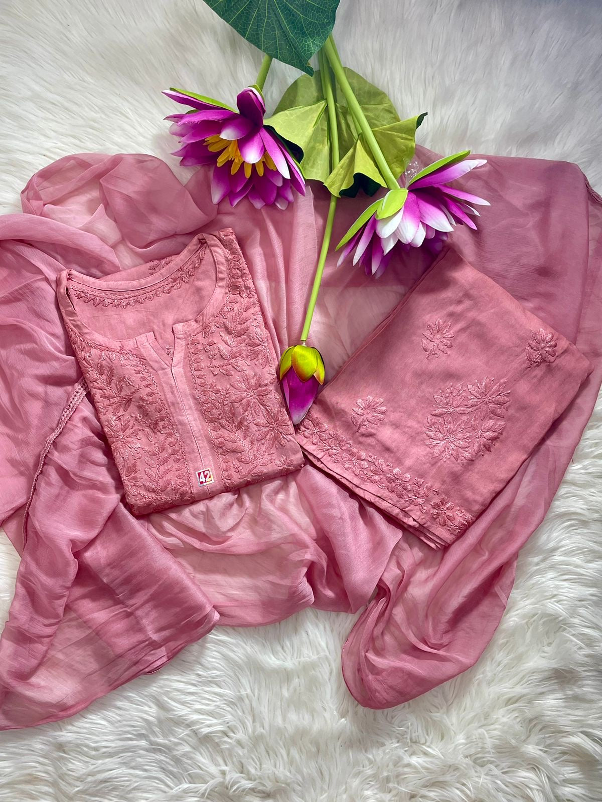 Soft Rangrez Heavy work Rayon Plazzo Kurti with Free dupatta 3pc