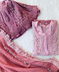 4pc Mirror Work Georgette Set