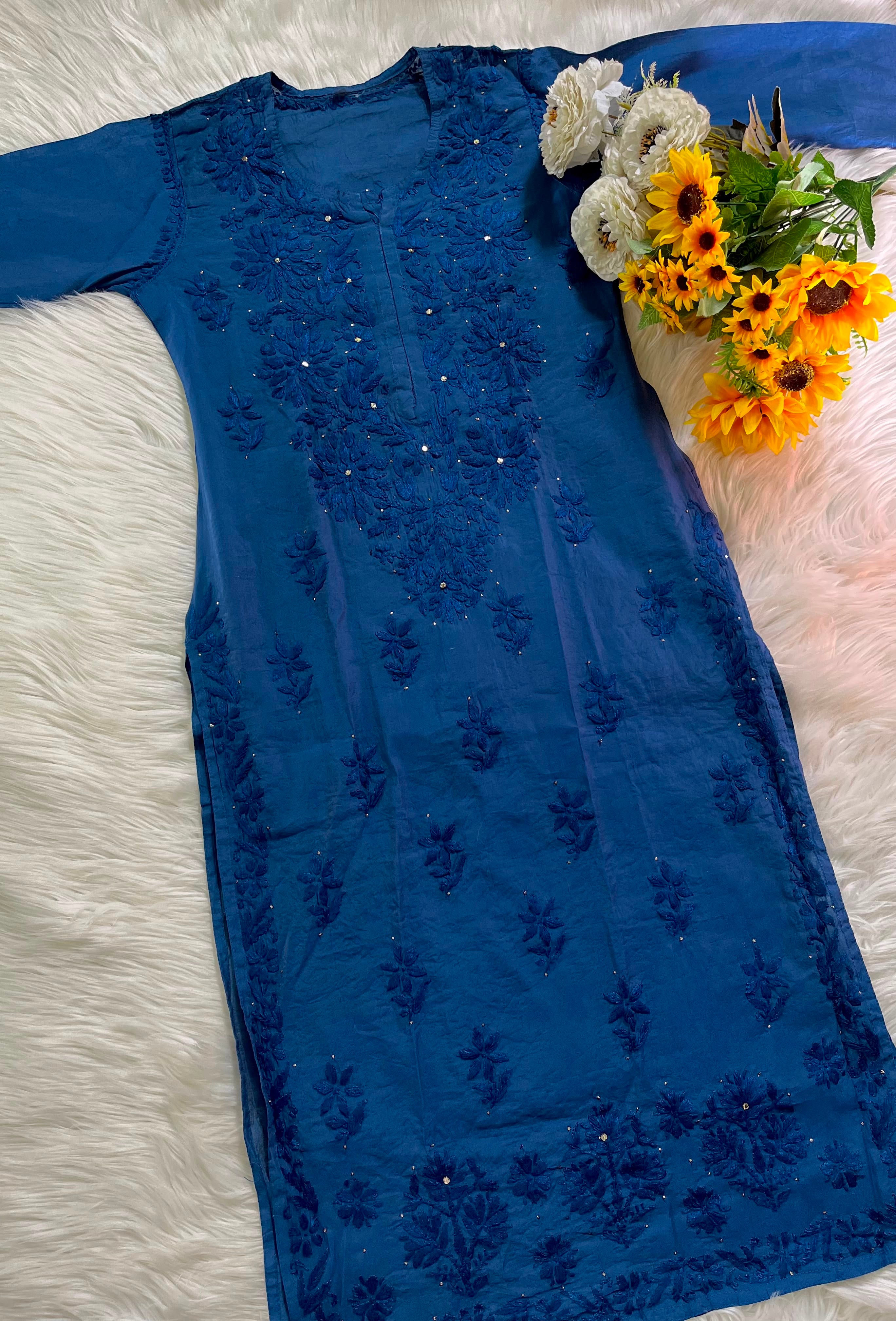 Chanderi 2pc Soft Muqaish work Set