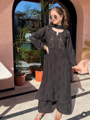 Iddat Muqaish Work Fine Handwork Lucknowi Kurta Plazo Set
