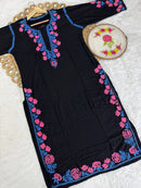 Thread work rayon Coloured Flowers Kurta